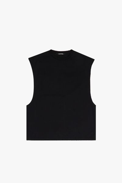 "SLICE" TEE BLACK CUTOFF