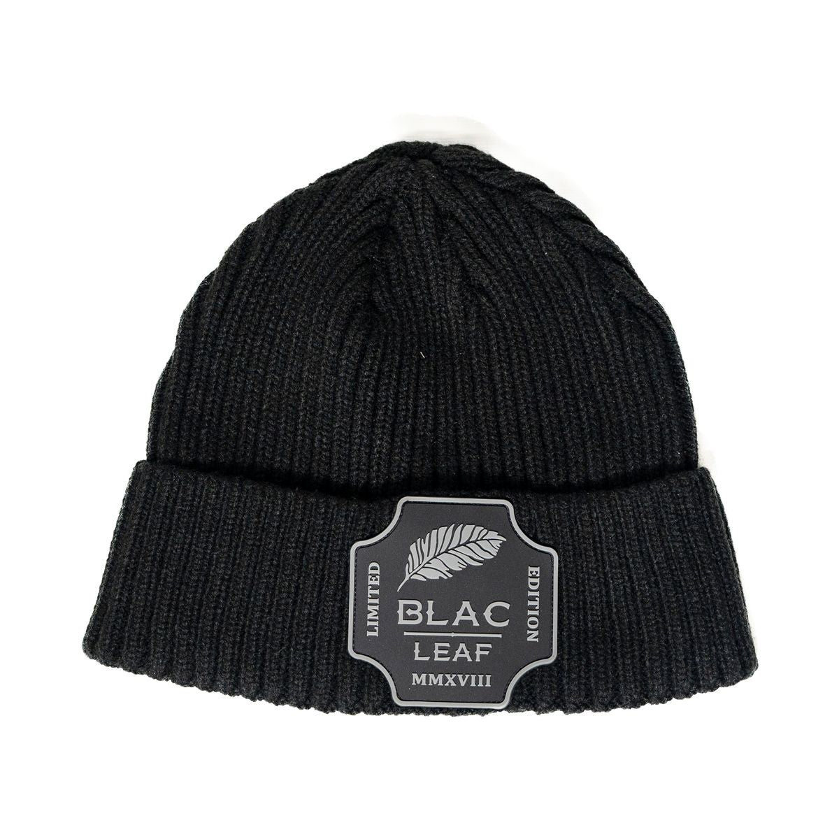 BLH24-106 RUBBER PATCH BEANIE BLACK