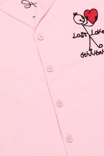 "LOVE" BUTTON DOWN PETAL PINK