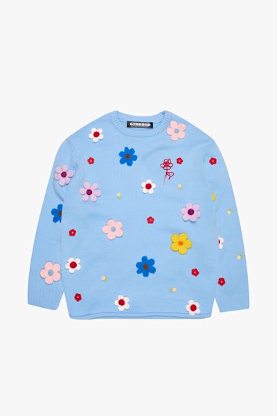 "BOUQUET" KNIT SWEATER BABY BLUE