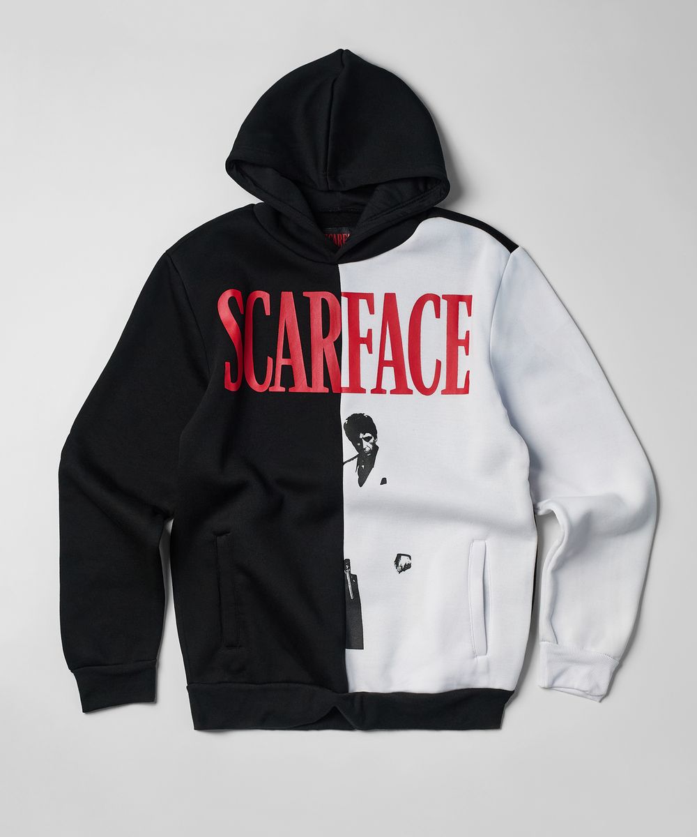 SF-105 SCARFACE SPLITE HOODIE BLKWHT