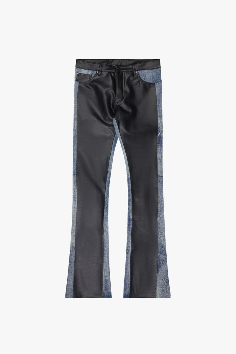 SC-J7-001 "NATION" LEATHER STACKED DENIM BLACK