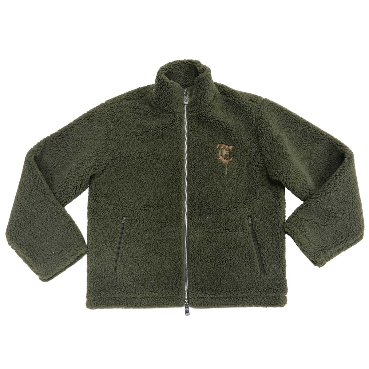 Wool Full Zip Sweater - Olive Mocha