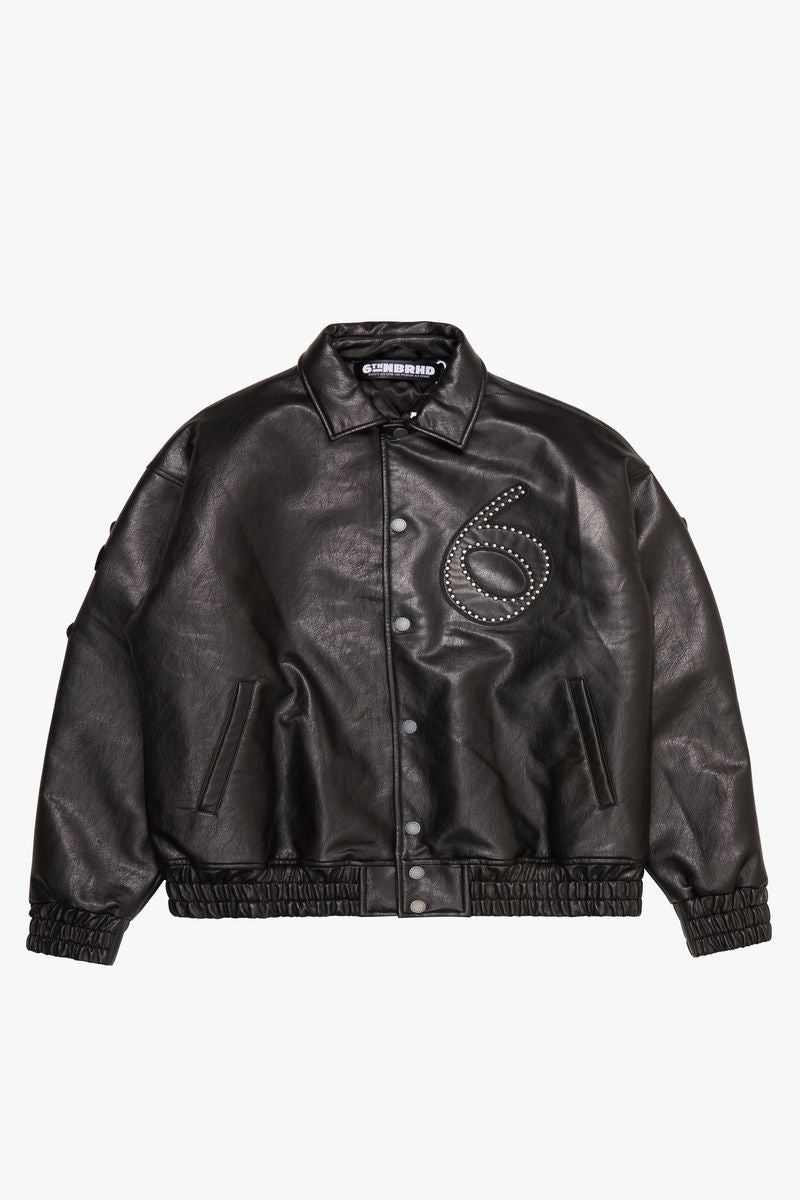 6TH-J4401 "STAR STUDDED" LEATHER JACKET BLACK