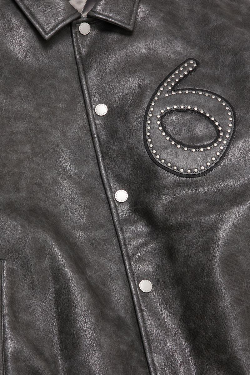 6TH-J4401 "STAR STUDDED" LEATHER JACKET SILVER