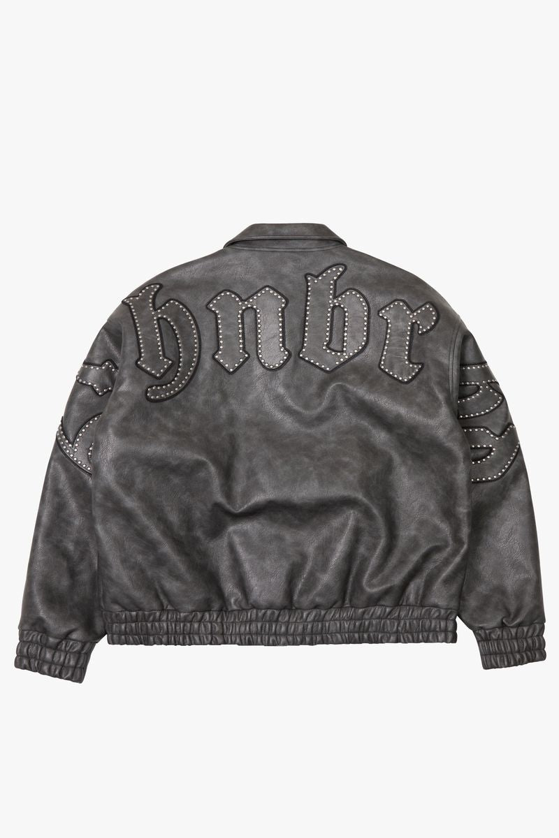 6TH-J4401 "STAR STUDDED" LEATHER JACKET SILVER