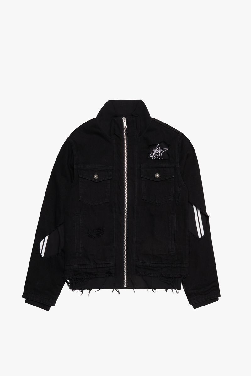 6TH-J4501 "STRIPES" DENIM TRACK JACKET BLACK