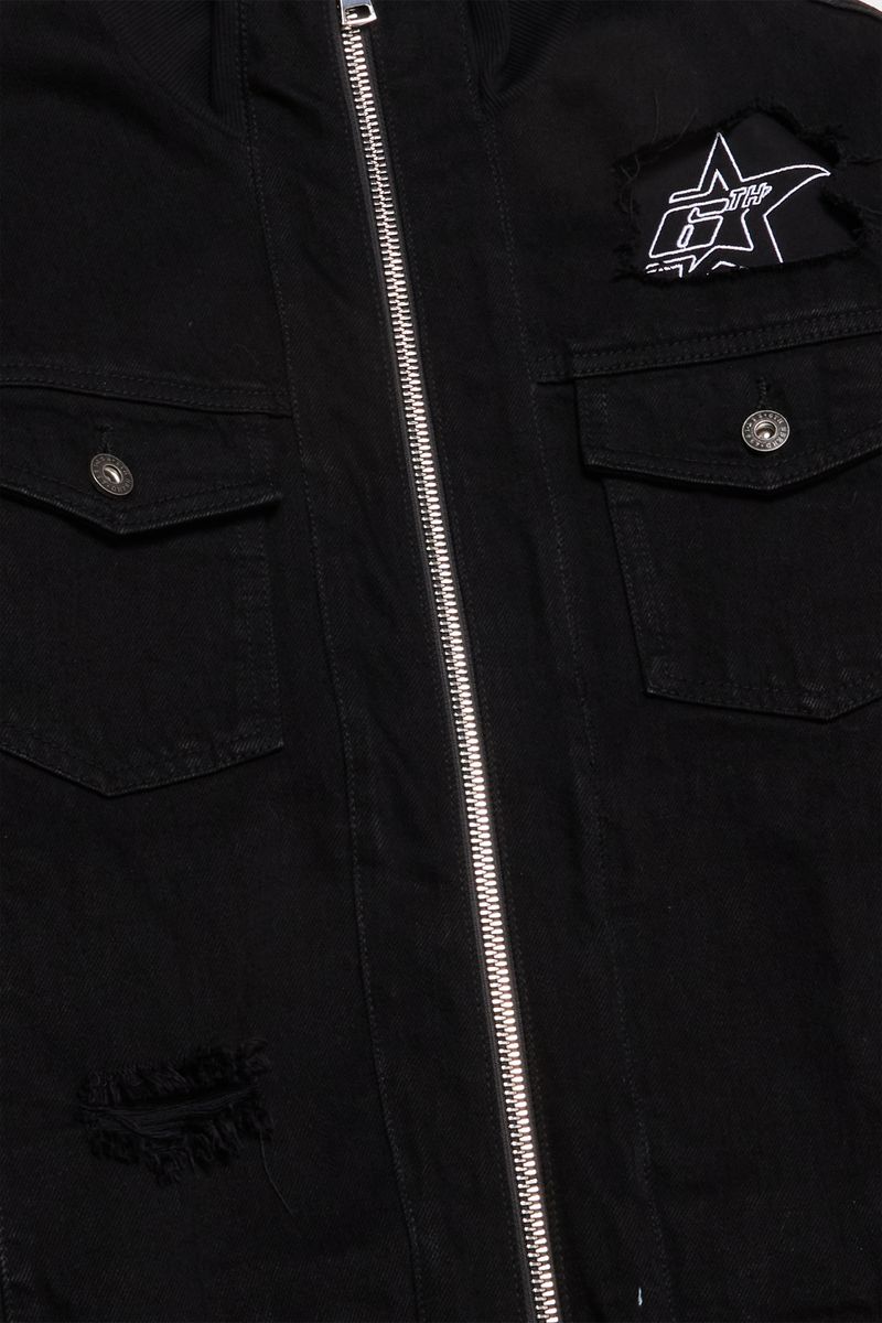 6TH-J4501 "STRIPES" DENIM TRACK JACKET BLACK