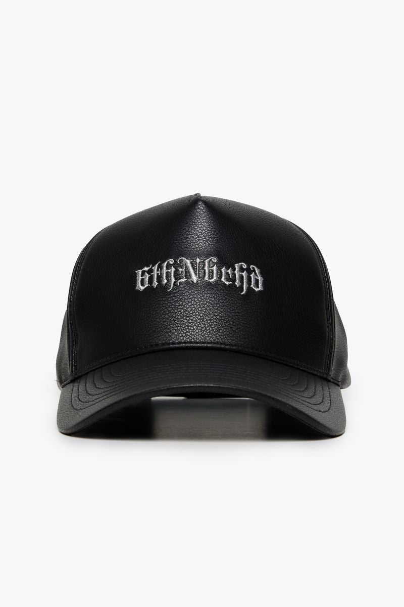 "TUMBLED" BLACK LEATHER HAT