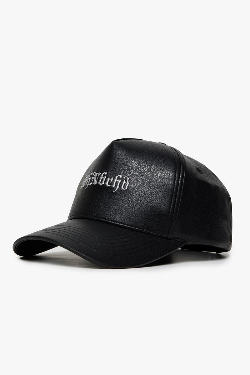 "TUMBLED" BLACK LEATHER HAT