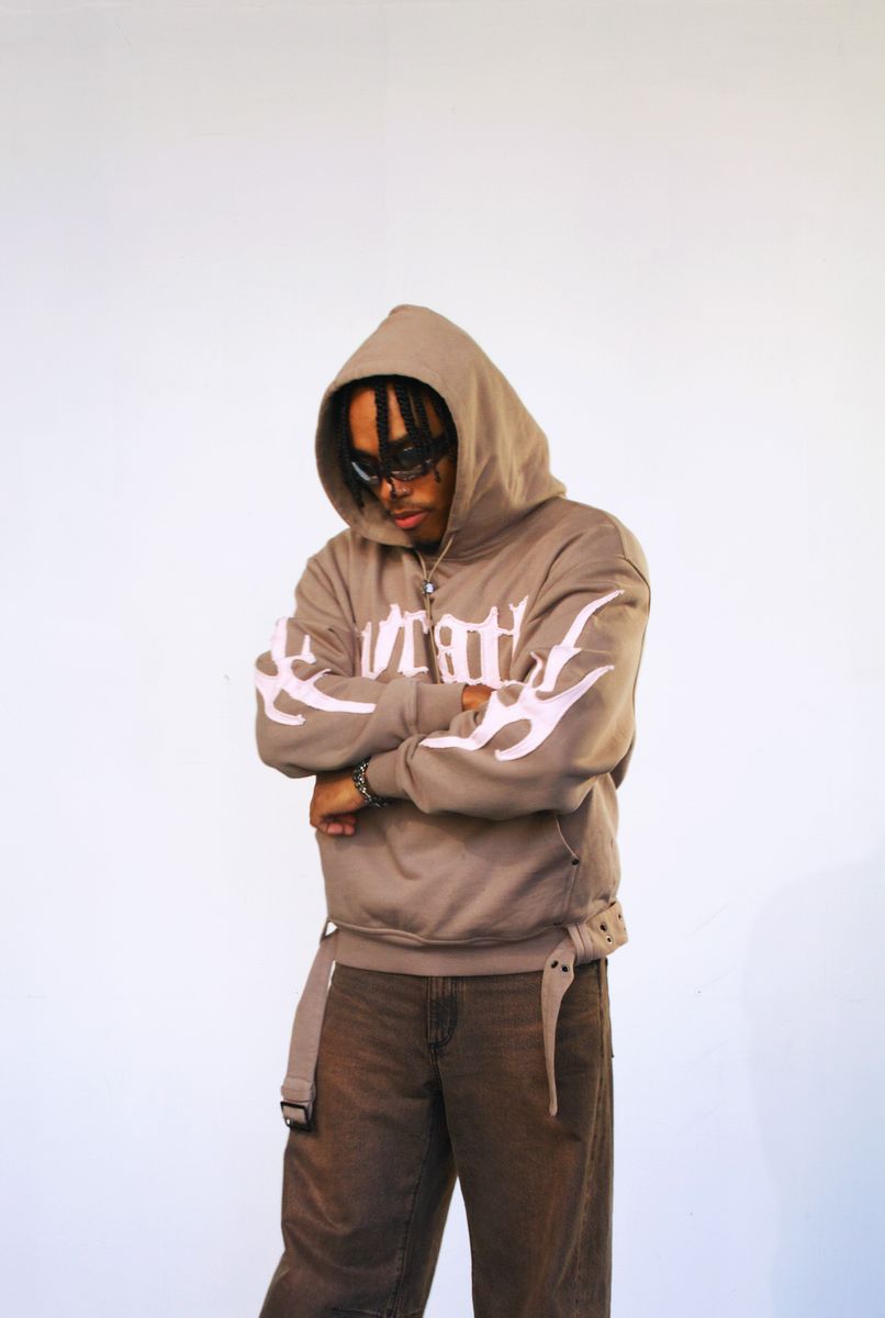 WB05-028A OPIUM WRATH BELT HOODIE TAUPE