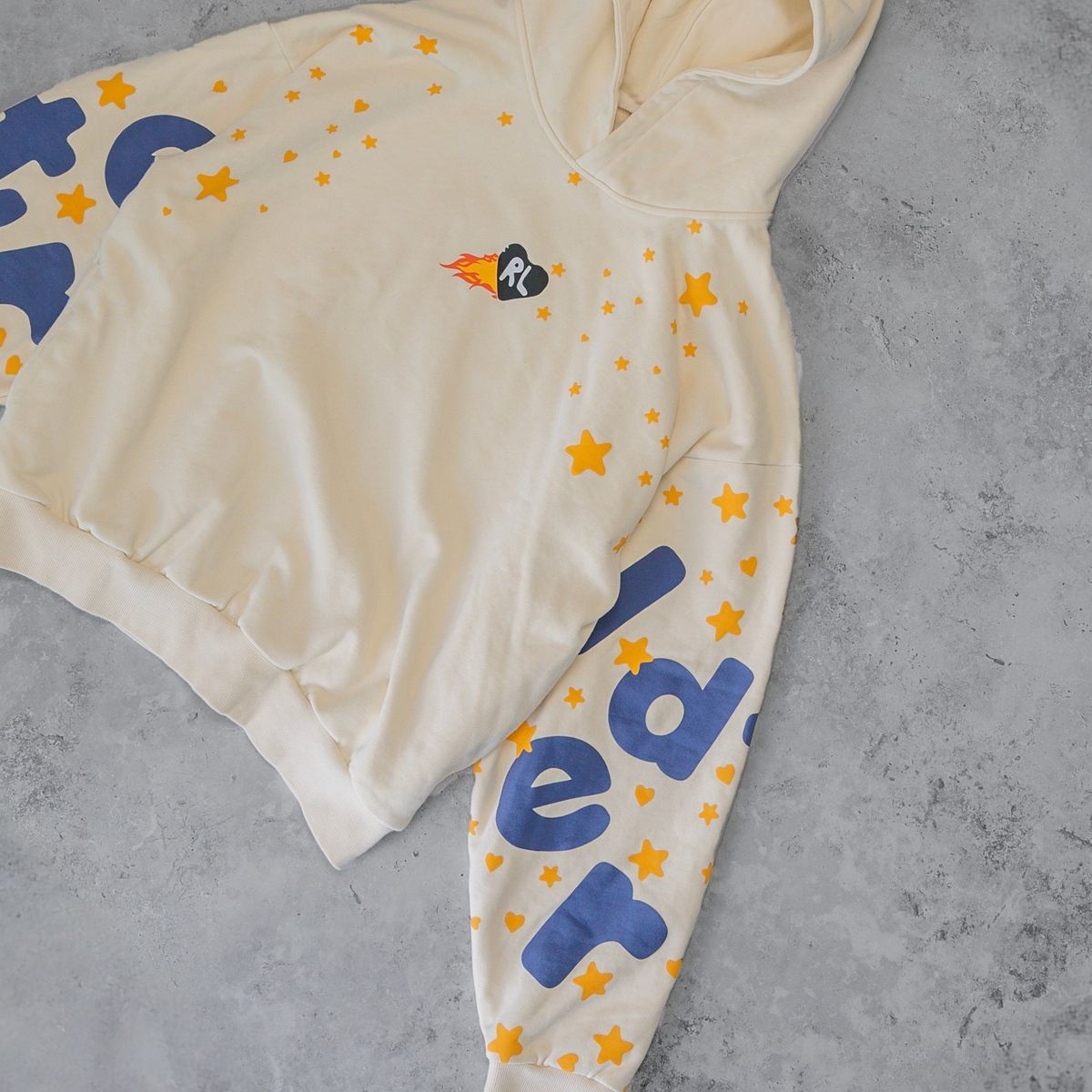 STARS WAFFLE STAR SCATTERED HOODIE WHITE