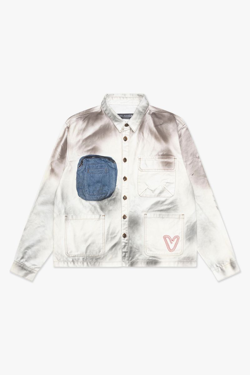 "POKTEK" DIRTY WHITE BUTTON DOWN