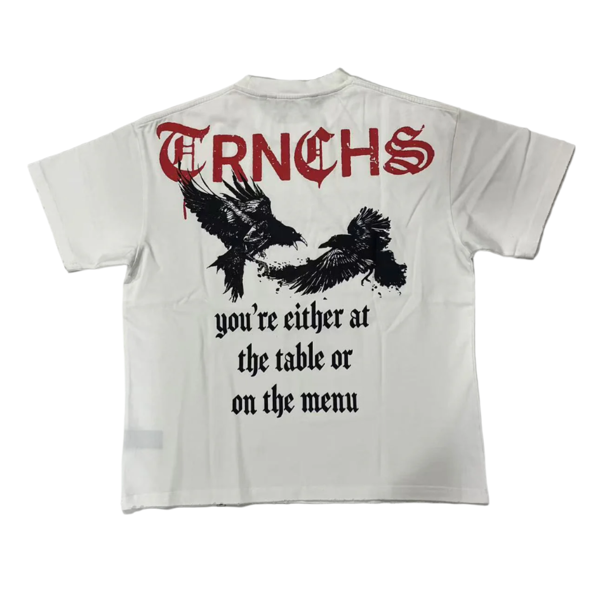 "BLACK RAVEN & SKULL" White Tee
