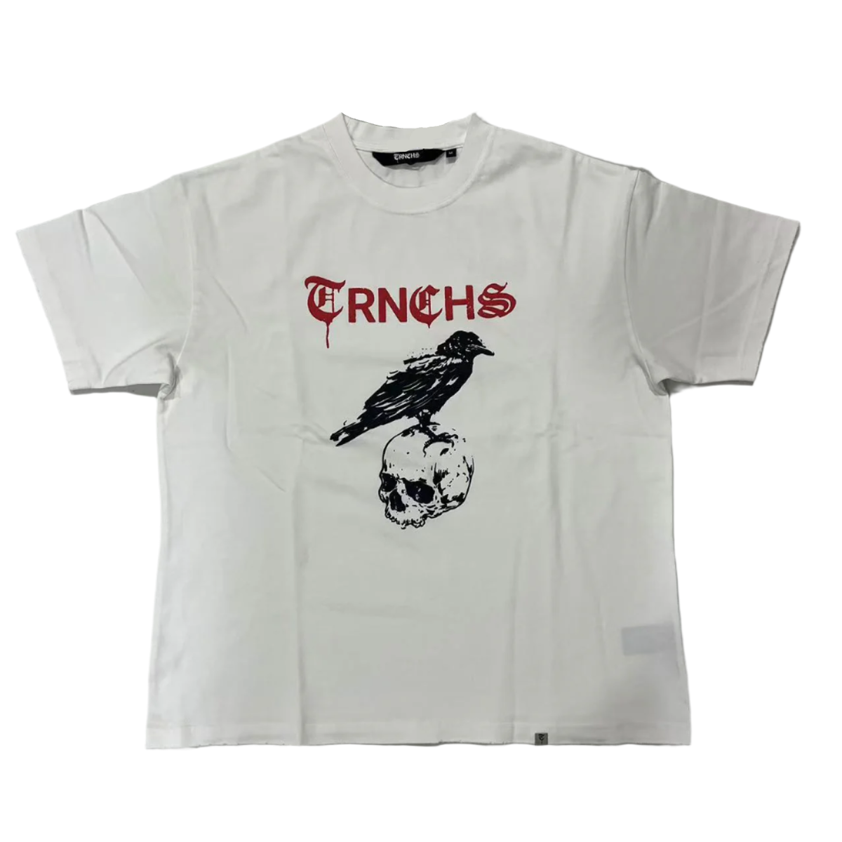 "BLACK RAVEN & SKULL" White Tee