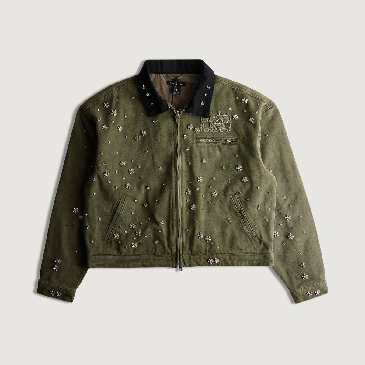Embellish Clean Up Work Jacket - Olive Olive