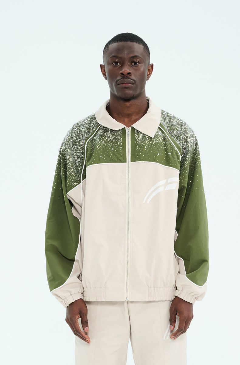 "Astral" Zip Windbreaker - Cream  Green