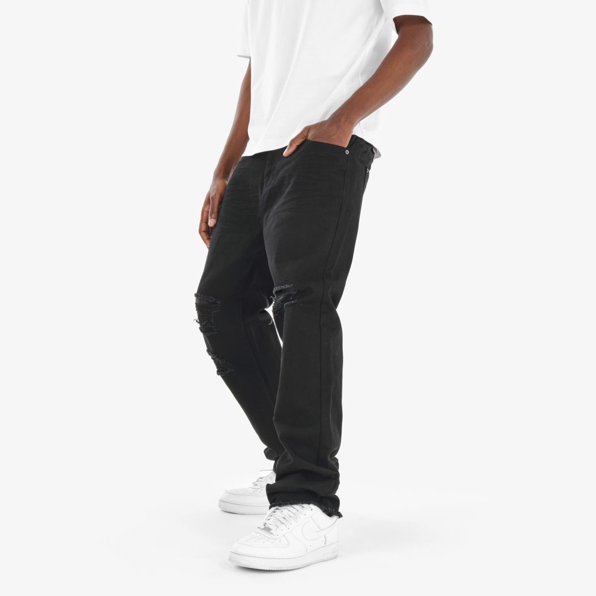Copper Rivet Distressed Jeans - Relaxed Fit
