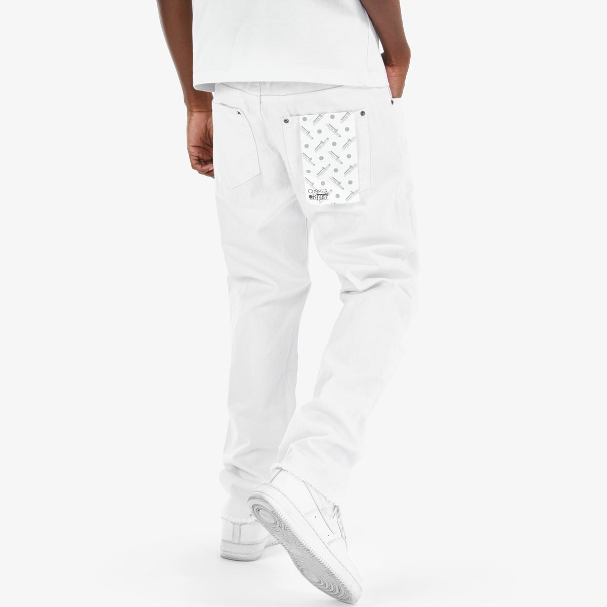 Copper Rivet Distressed Jeans - Slim Fit