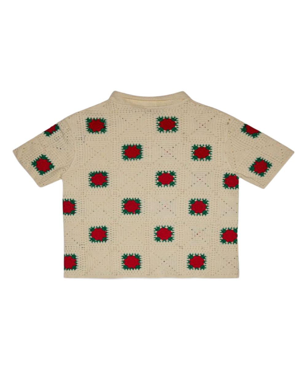 "BAZZAR" CREAM GREEN KNIT WOVEN