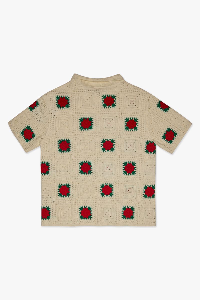 "BAZZAR" CREAM GREEN KNIT WOVEN