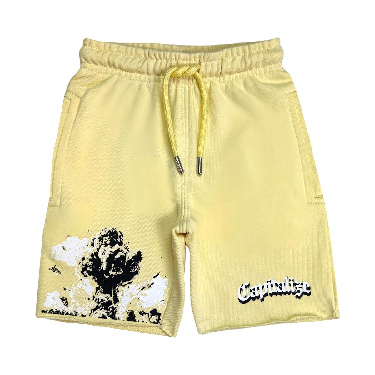 Elite Capitalize Cropped Kids Fleece Shorts - Yellow