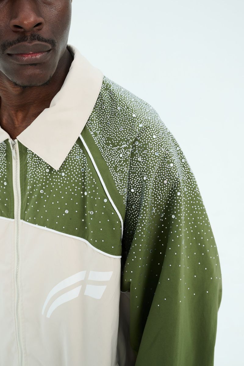 "Astral" Zip Windbreaker - Cream  Green