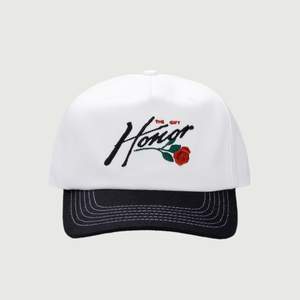 Honor The Gift Embroidered Trucker Snapback Hat - White