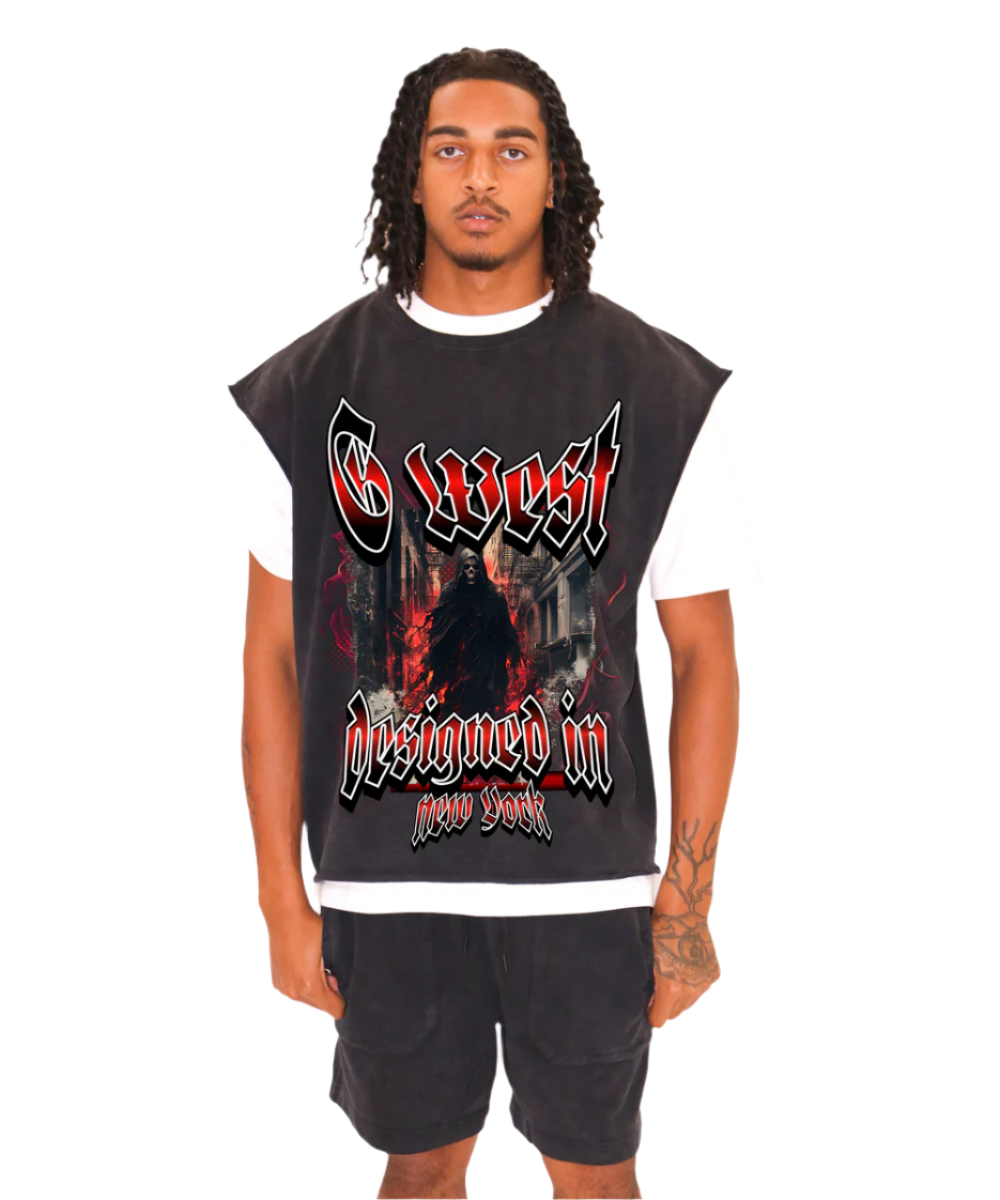 G West Ghost city Crop Sleeveless Tee