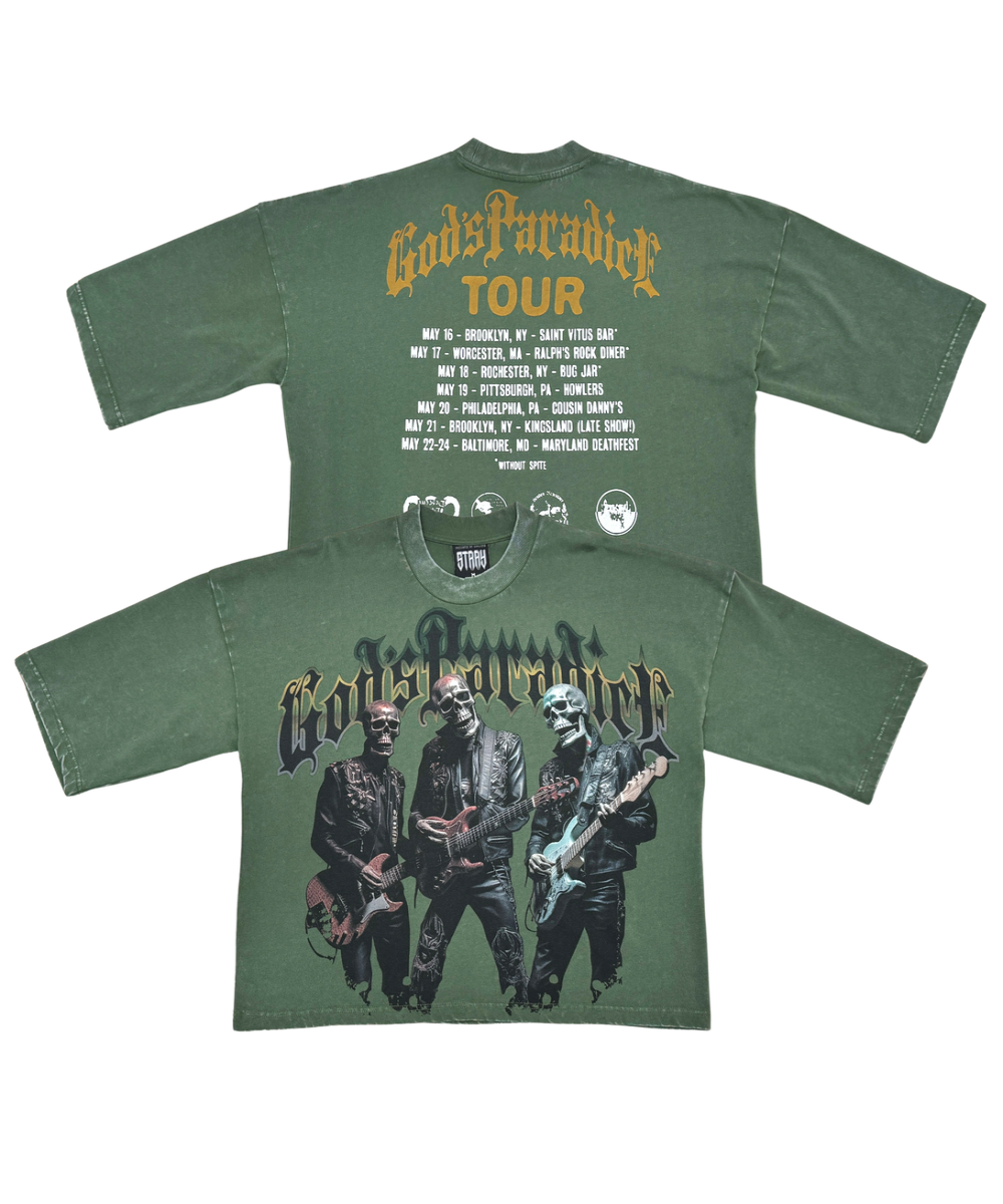 STRAY WIDE & CROP FIT TEE DKGREEN