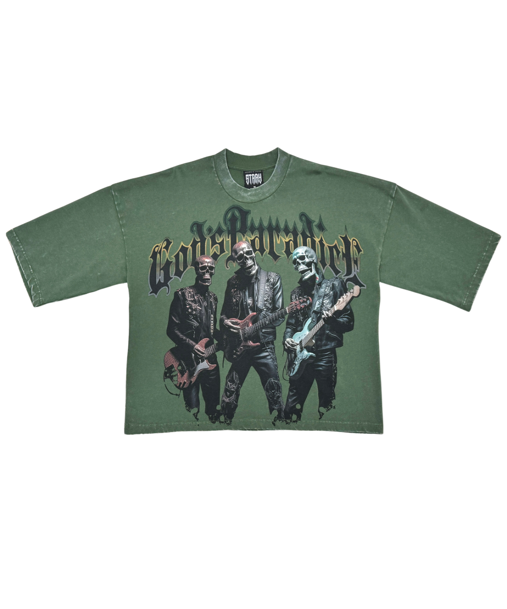 STRAY WIDE & CROP FIT TEE DKGREEN