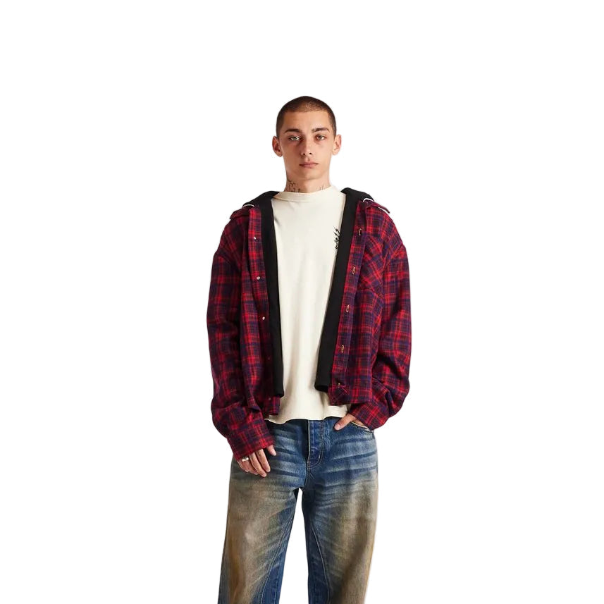 Diet Starts Eagle Hooded Flannel Men's Hoodie - Red