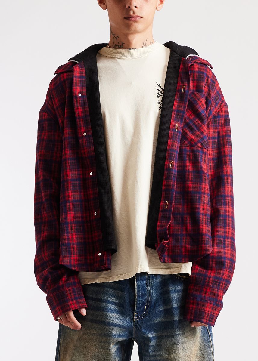 Diet Starts Eagle Hooded Flannel Men's Hoodie - Red