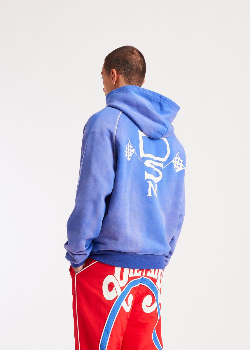 Diet Starts Contrast Stitch Hoodie - Blue