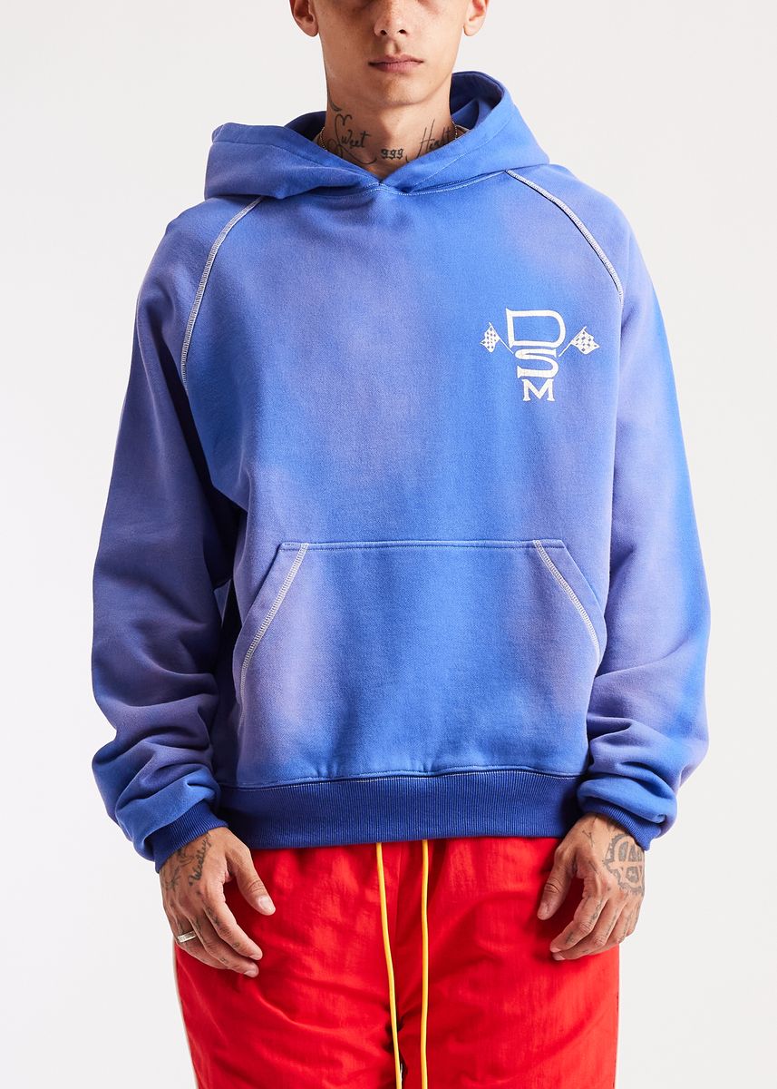 Diet Starts Contrast Stitch Hoodie - Blue