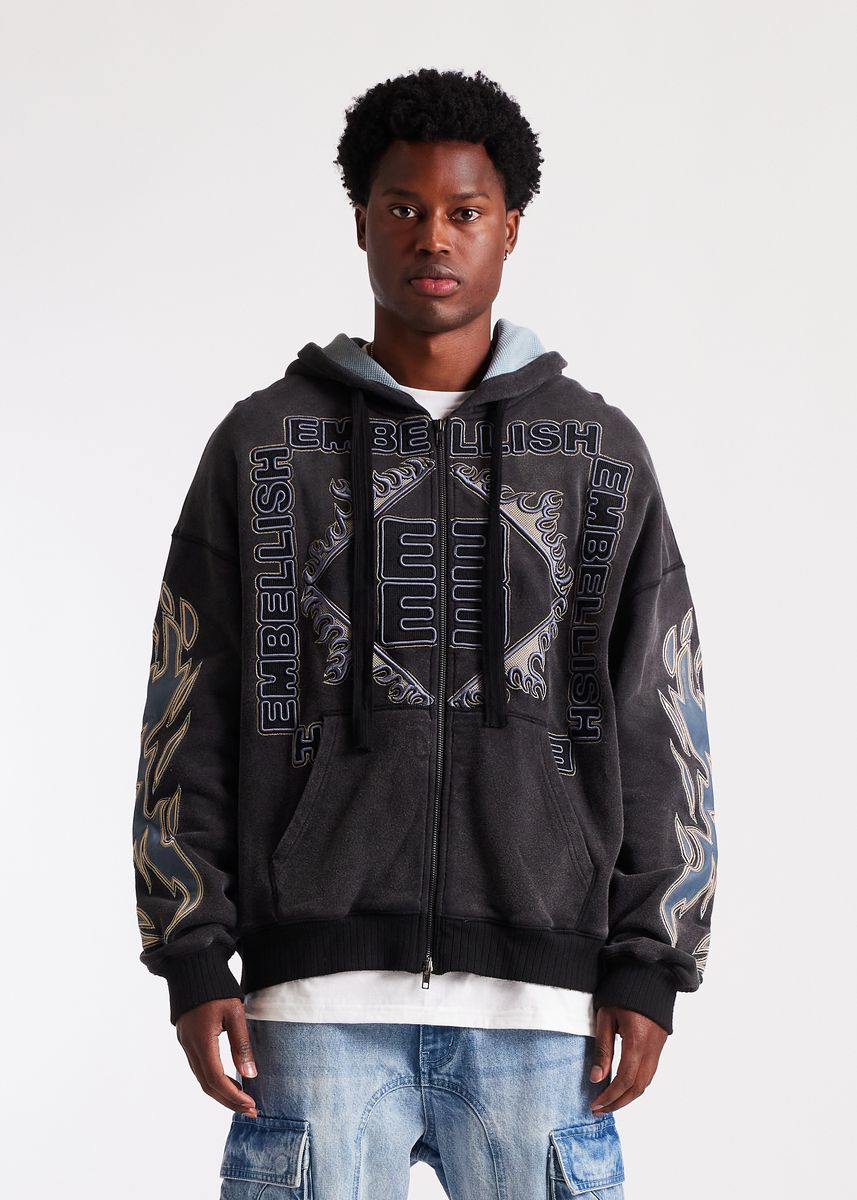 Embellish Inferno Zip Jacket Men's Hoodie - Black