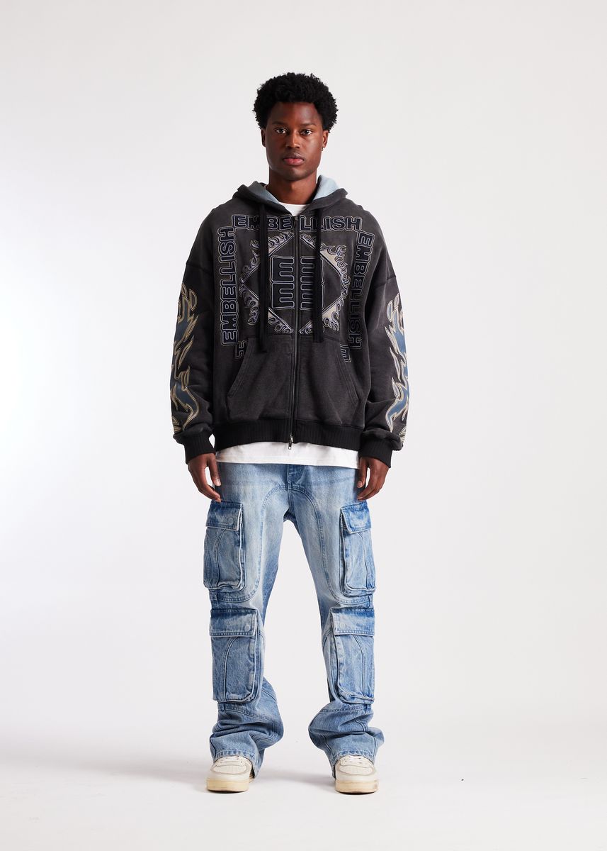 Embellish Inferno Zip Jacket Men's Hoodie - Black