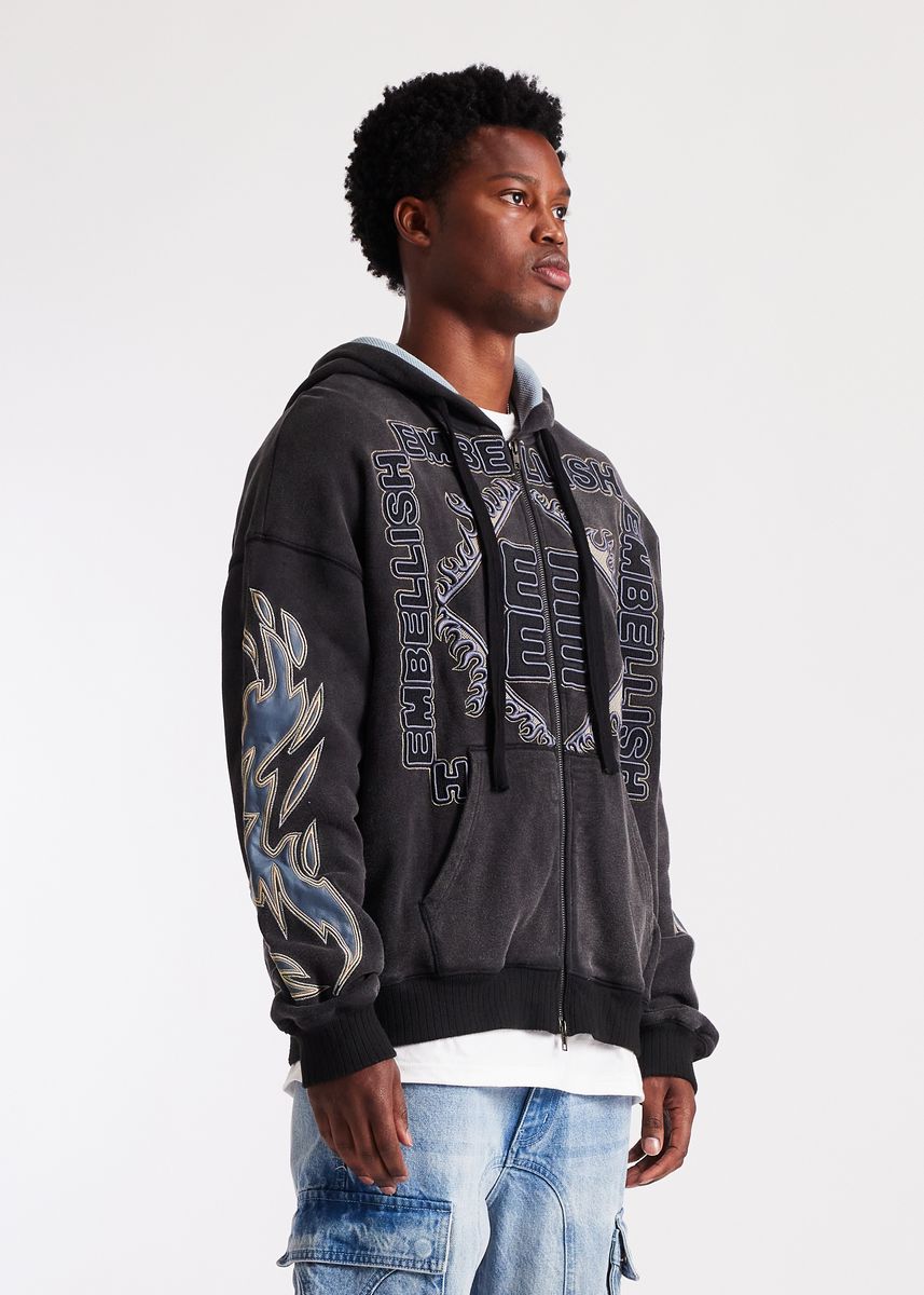 Embellish Inferno Zip Jacket Men's Hoodie - Black