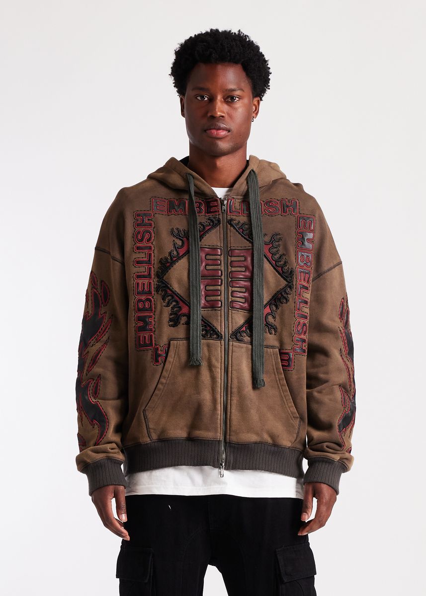 Embellish Inferno Zip Jacket Men - Brown