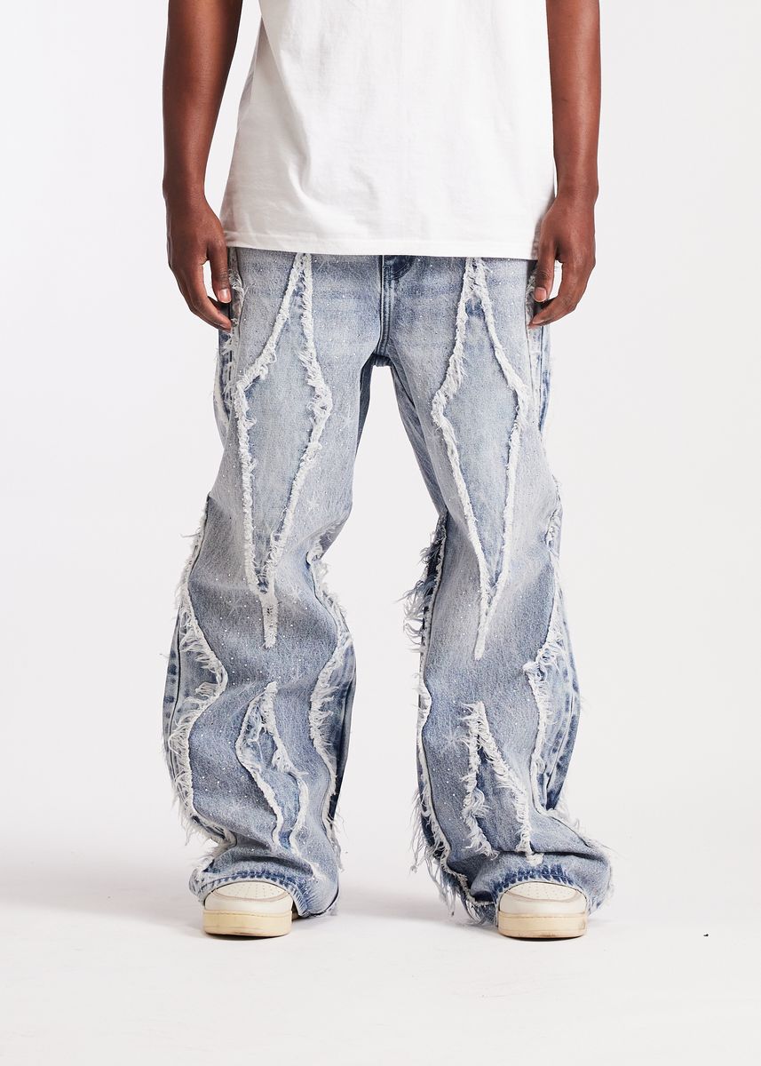 Embellish Icon Baggy Denim Men's Jeans - Light Wash