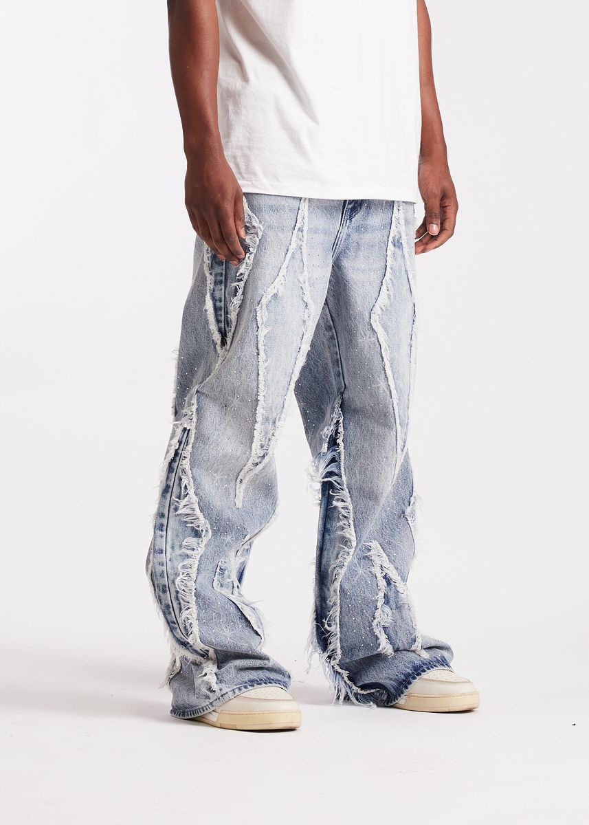Embellish Icon Baggy Denim Men's Jeans - Light Wash