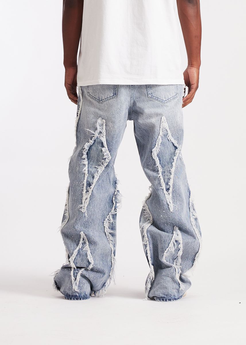 Embellish Icon Baggy Denim Men's Jeans - Light Wash