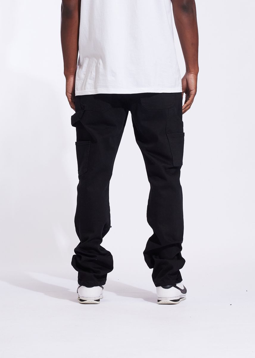 Crysp Vader Relaxed Cargo Denim Pants - Black