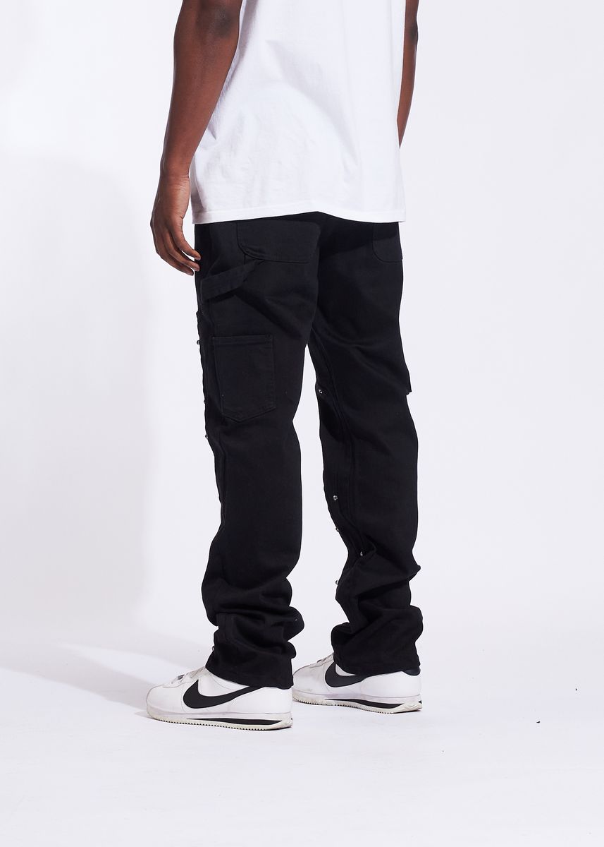 Crysp Vader Relaxed Cargo Denim Pants - Black