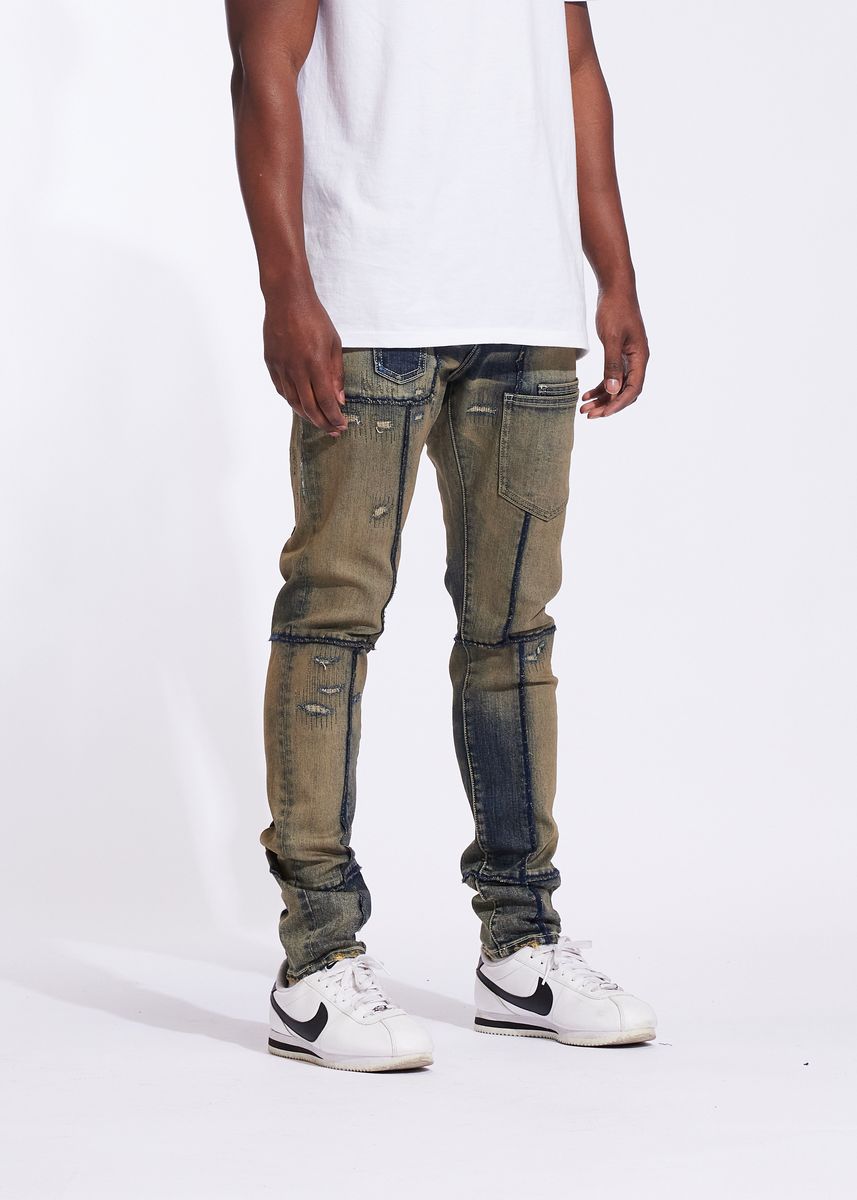 Crysp Indigo Acid Skinny Distressed Jeans - Distressed Wash