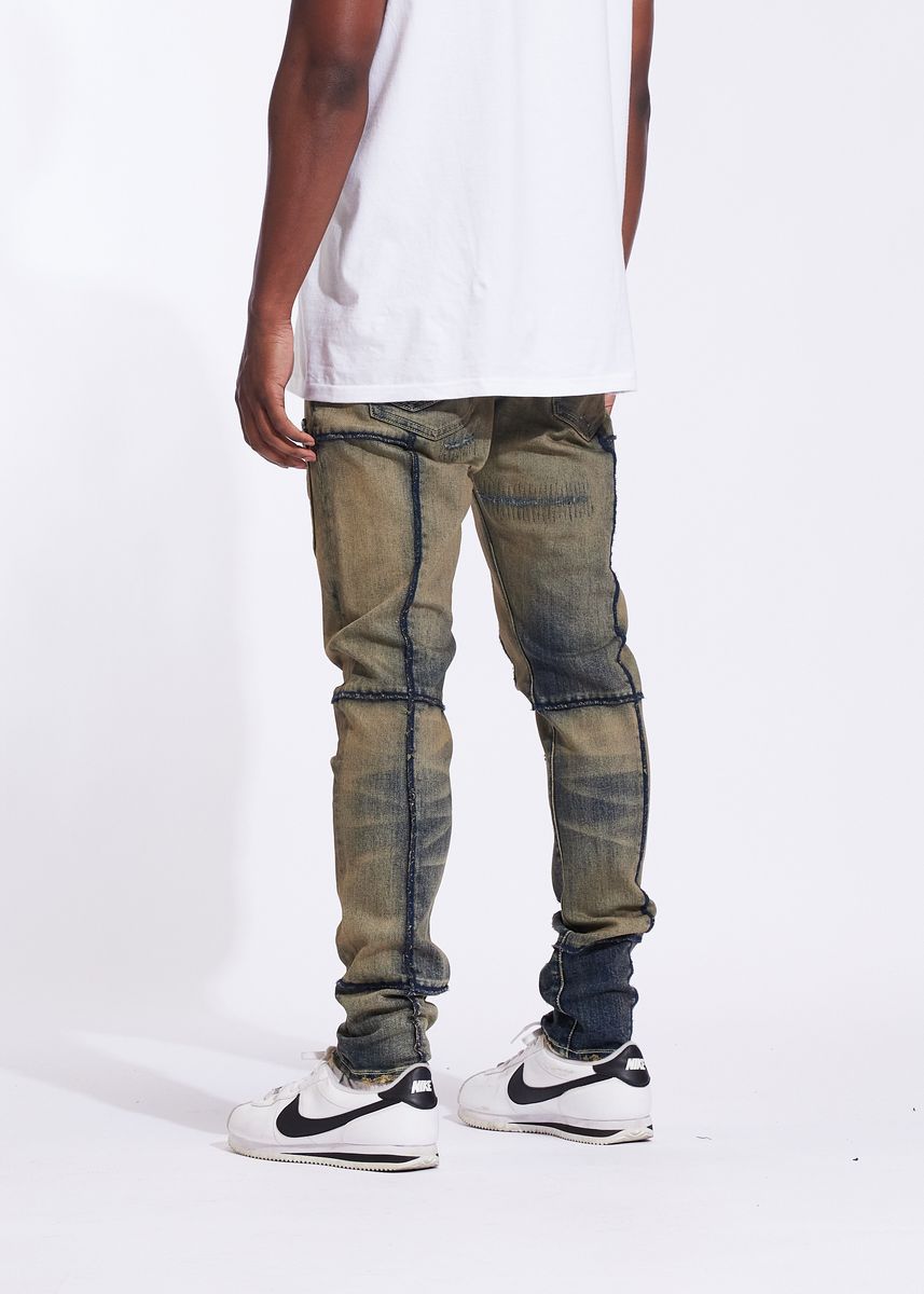 Crysp Indigo Acid Skinny Distressed Jeans - Distressed Wash