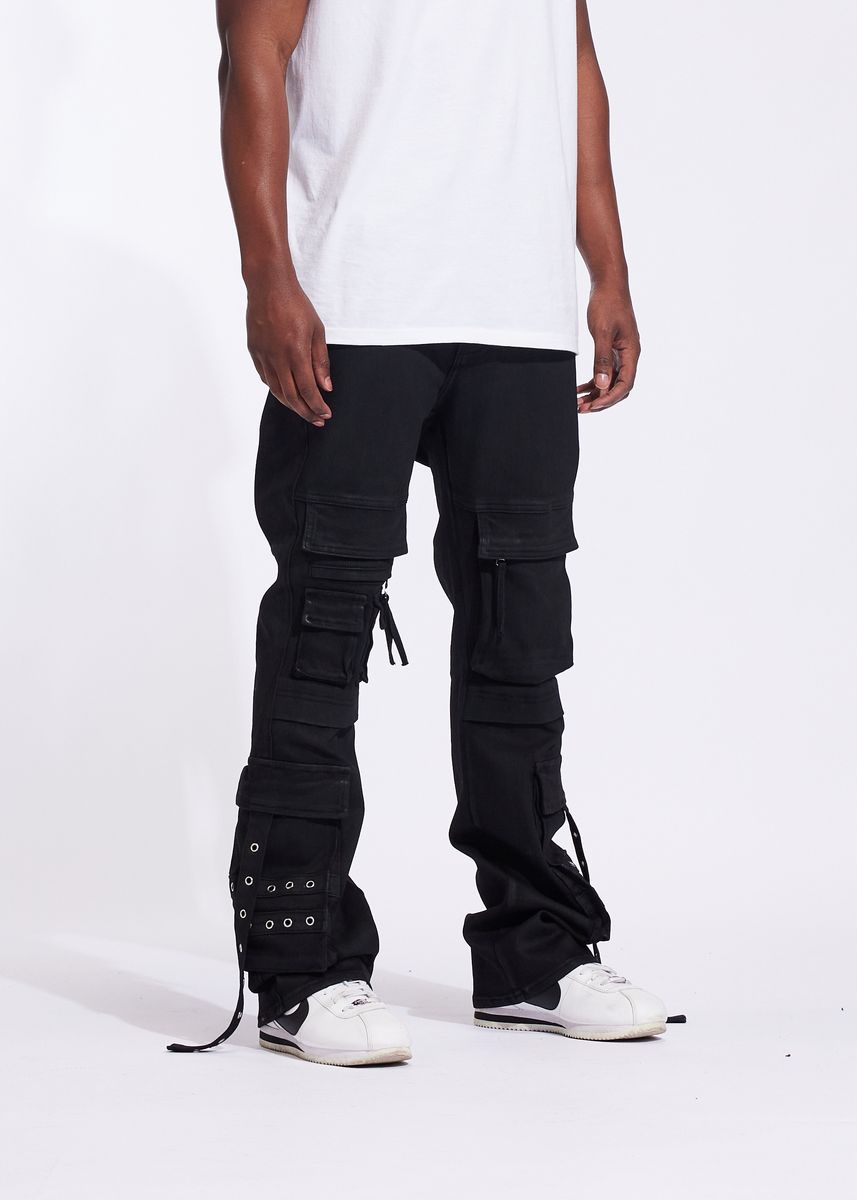 Crysp Flare Men's Cargo Pants - Black