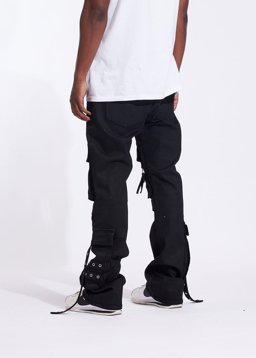 Crysp Flare Men's Cargo Pants - Black