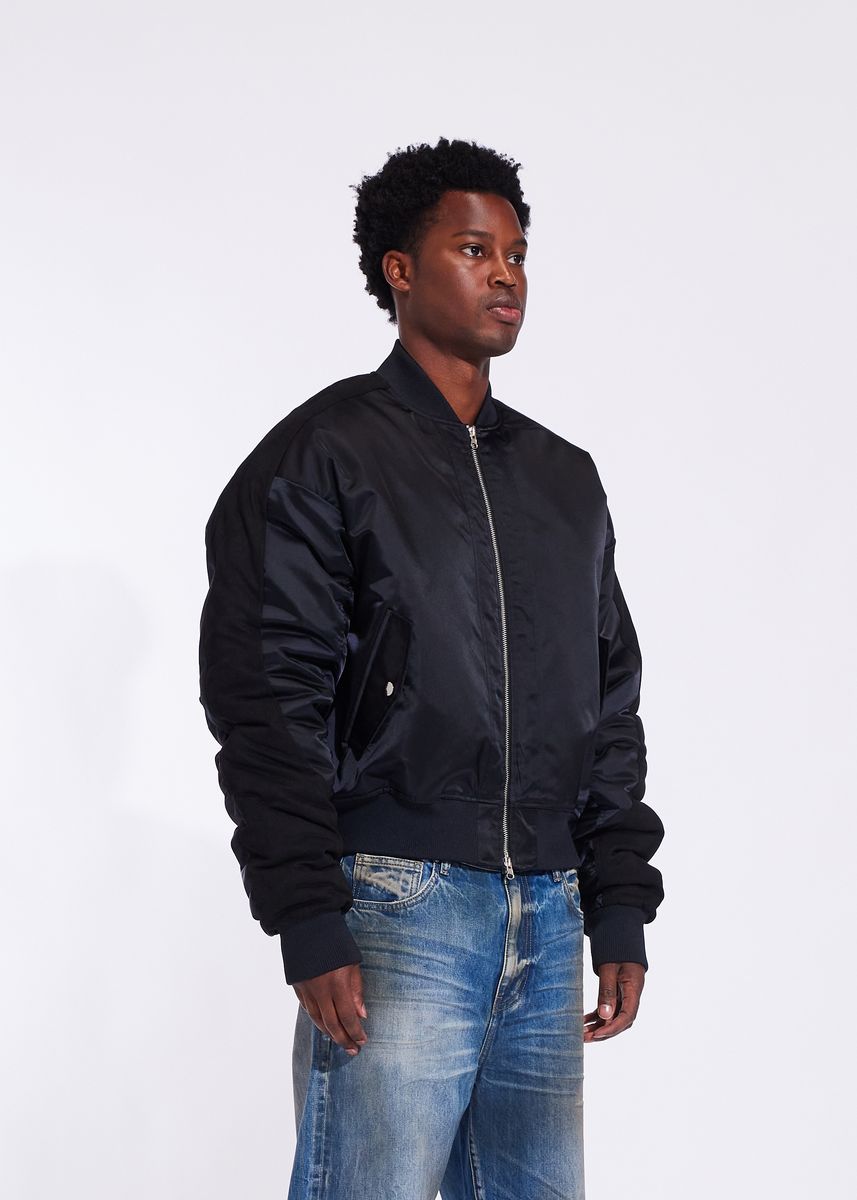 Crysp Mid Blue Men's Bomber Jacket - Black
