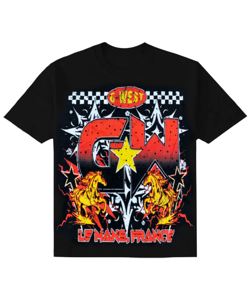G WEST RHINESTONE LE MANS FRANCE TEE